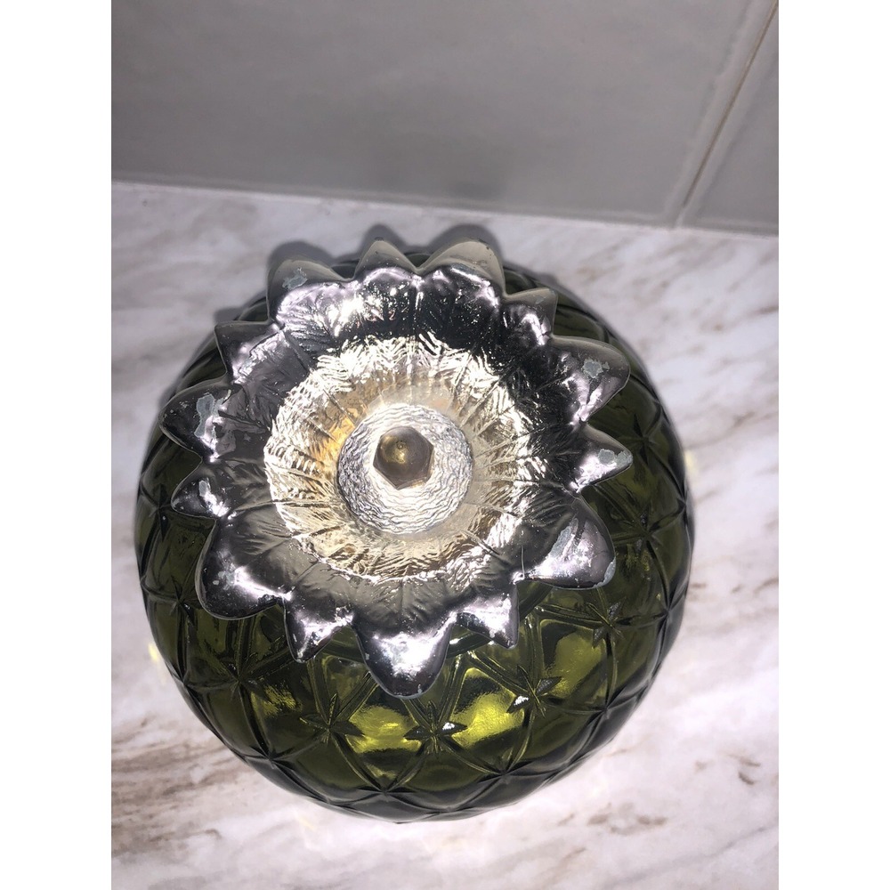 Vintage 1960s Indiana Glass Bowl Quilted Duette Pattern Bowl Metal Pedestal. - Picture 5 of 9
